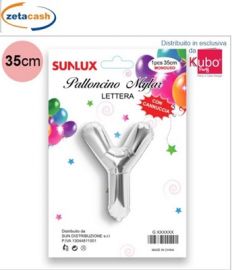 PALLONCINO METALIZZATO ARGENTO LETTERA Y 35 CM