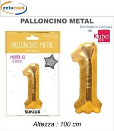 PALLONCINO METALIZZATO ORO NUMERO 1 100 CM