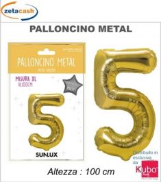 PALLONCINO METALIZZATO ORO NUMERO 5 100 CM