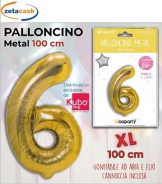 PALLONCINO METALIZZATO ORO NUMERO 6 100 CM