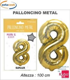 PALLONCINO METALIZZATO ORO NUMERO 8 100 CM