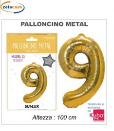 PALLONCINO METALIZZATO ORO NUMERO 9 100 CM