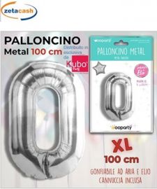 PALLONCINO METALIZZATO ARGENTO NUMERO 0 100 CM