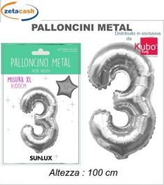 PALLONCINO METALIZZATO ARGENTO NUMERO 3 100 CM