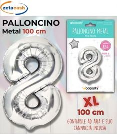 PALLONCINO METALIZZATO ARGENTO NUMERO 8 100 CM