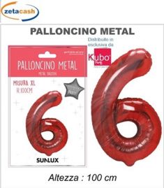 PALLONCINO METALIZZATO ROSSO NUMERO 6 100 CM