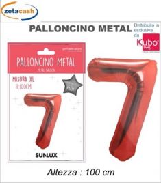PALLONCINO METALIZZATO ROSSO NUMERO 7 100 CM