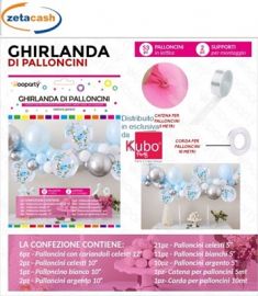 GHIRLANDA DI PALLONCINI IN LATTICE CELESTE E ORO 55 PEZZI