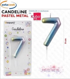 CANDELINA COLOR PASTELLO METALIZZATO NUMERO 7 CM 9