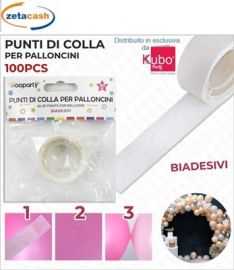 NASTRO PUNTI BIOADESIVI PER ATTACCARE I PALLONCINI 100 PEZZI