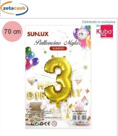 PALLONCINO METALIZZATO ORO NUMERO 3 70 CM