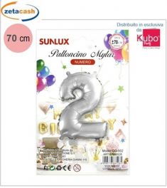 PALLONCINO METALIZZATO ARGENTO NUMERO 2 70 CM