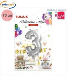 PALLONCINO METALIZZATO ARGENTO NUMERO 3 70 CM