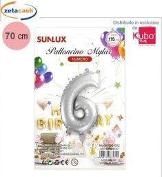 PALLONCINO METALIZZATO ARGENTO NUMERO 6 70 CM