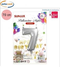 PALLONCINO METALIZZATO ARGENTO NUMERO 7 70 CM