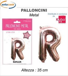 PALLONCINO METALIZZATO ROSA GOLD LETTERA R 35 CM
