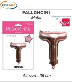 PALLONCINO METALIZZATO ROSA GOLD LETTERA T 35 CM