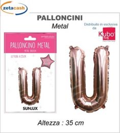 PALLONCINO METALIZZATO ROSA GOLD LETTERA U 35 CM