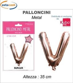 PALLONCINO METALIZZATO ROSA GOLD LETTERA V 35 CM