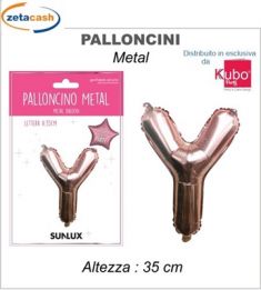 PALLONCINO METALIZZATO ROSA GOLD LETTERA Y 35 CM