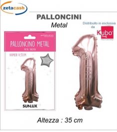 PALLONCINO METALIZZATO ROSA GOLD NUMERO 1 35 CM