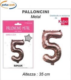 PALLONCINO METALIZZATO ROSA GOLD NUMERO 5 35 CM