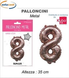 PALLONCINO METALIZZATO ROSA GOLD NUMERO 8 35 CM