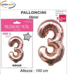 PALLONCINO METALIZZATO ROSA GOLD NUMERO 3 100 CM