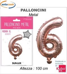 PALLONCINO METALIZZATO ROSA GOLD NUMERO 6 100 CM