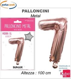 PALLONCINO METALIZZATO ROSA GOLD NUMERO 7 100 CM