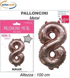 PALLONCINO METALIZZATO ROSA GOLD NUMERO 8 100 CM