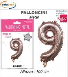 PALLONCINO METALIZZATO ROSA GOLD NUMERO 9 100 CM
