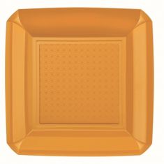 PIATTO QUADRO 20 PEZZI DESSERT PLASTICA 180X180mm ARANCIO