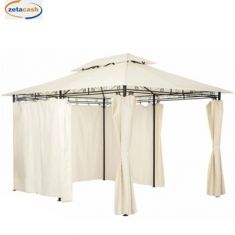 GAZEBO FERRO TENDE LATERALI ECRU POLIESTERE 3X4XH2.7CM