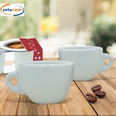 TAZZE CAFFE IN PORCELLANA BIANCA BASSA 6 PEZZI