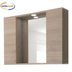 SPECCHIO BAGNO CON LUCE E 2 ANTE APERTURA A SCOMPARSA OLMO