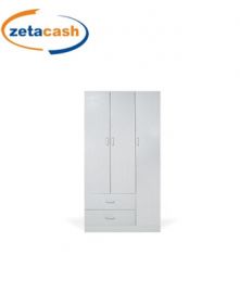 ARMADIO 3 ANTE IN MELAMINICO ROVERE SBIANCATO CM 90X42X180