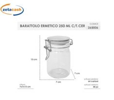 BARATTOLO VETRO CHIUSURA ERMETICA TAPPO CERAMICA 250ML