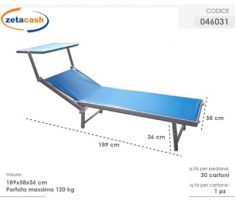 LETTINO CON PARASOLE IN ALLUMINIO E TEXTILENE BLU
