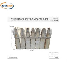 CESTINO CORTECCIA RETTANGOLARE CUORI H20X32X18 CM