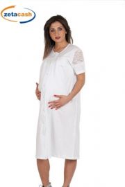 CAMICIA CLINICA PRE O POST PARTO A MEZZA MANICA PANNA TG 7