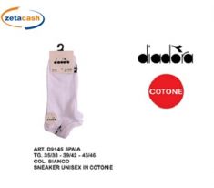 CALZINI SNEAKER DIADORA UNISEX IN COTONE BIANCO DAL 35 AL 38