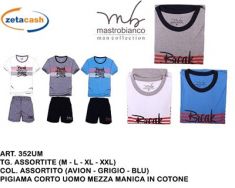 PIGIAMA COTONE UOMO MASTROBIANCO PANTALONCINO TG M-XXL ASS