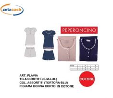 PIGIAMA DONNA COTONE FLAVIA PEPERONCINO BLU TG S-XL