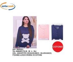 PIGIAMA DONNA COTONE MANICA LUNGA MASTROBIANCO BLU TG M-XL