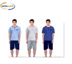 PIGIAMA UOMO MEZZA MANICA CON PANTALONCINO DISEGNO PESCI