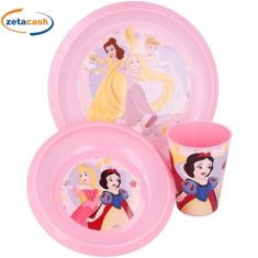 SERVIZIO DA TAVOLA IN PLASTICA 3 PEZZI PRINCIPESSE DISNEY