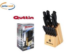 SET COLTELLI CON CEPPO LEGNO QUTTIN 14 PEZZI