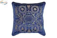 CUSCINO ARREDO BLU CON RICAMO