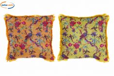 CUSCINO ARREDO IN VELLUTO CON VOLATILI